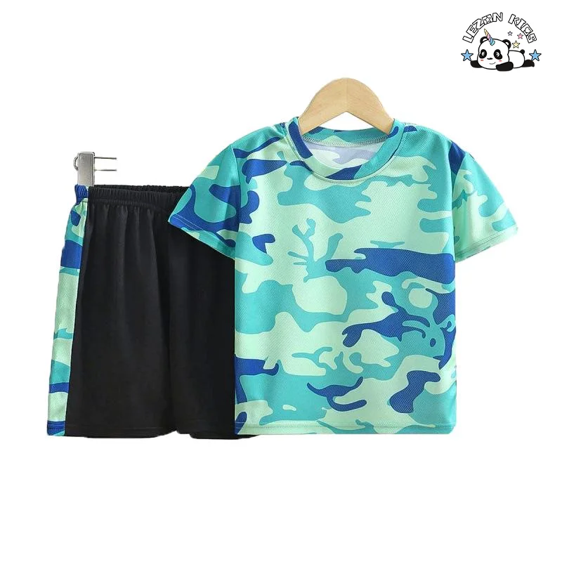 LEZONKIDS - Customizable European American Stylish Boys Summer Cotton T Shirt Toddler Kids Boys Clothing Sets